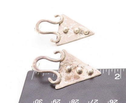 925 Sterling Silver Vintage Earrings Antique Carved Trible Design  EG13310