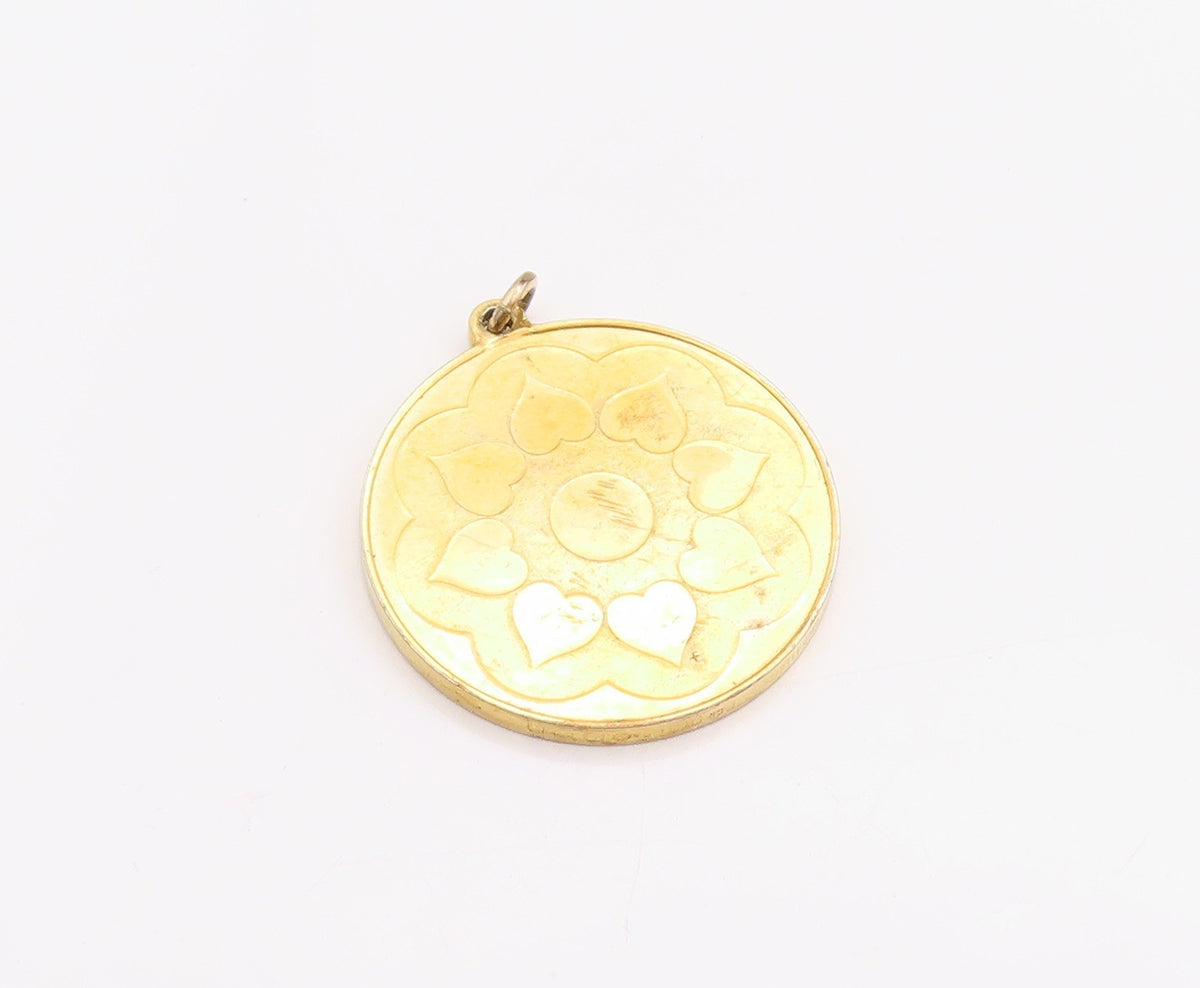 925 Sterling Silver Vintage Pendant Gold Plated Floral Design Medallion  PT24908