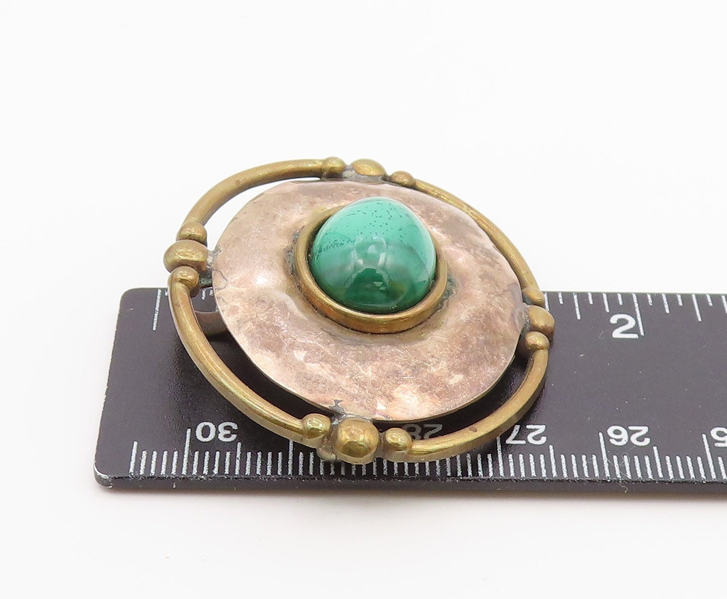 LOUIS BOOTH 925 Silver  Vintage Oval Beaded Malachite Brooch Pin  BP9657