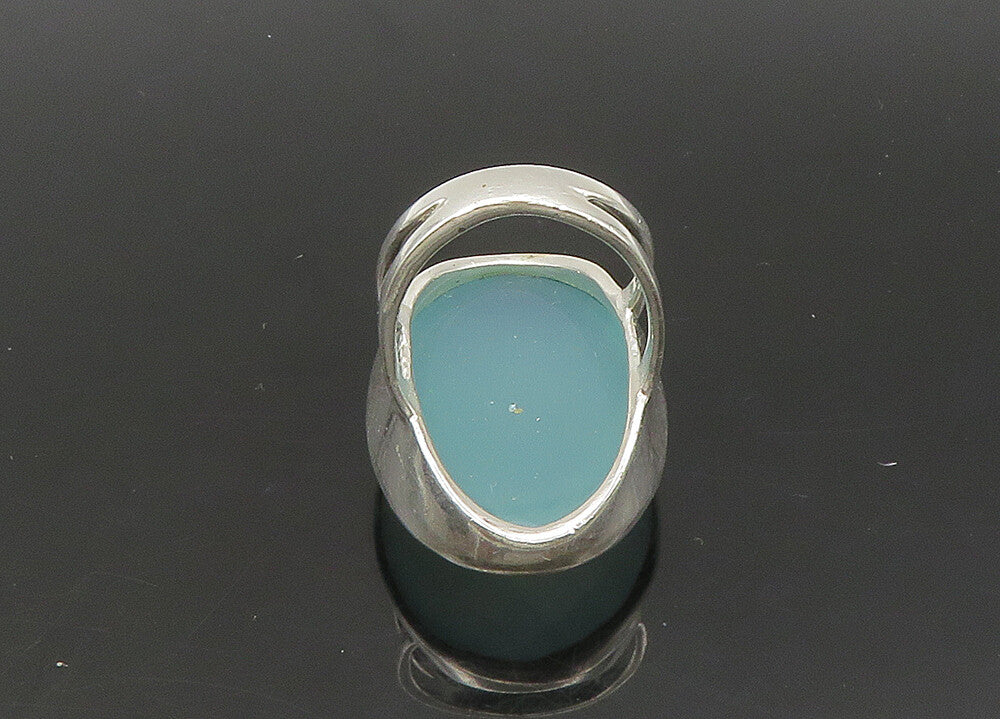 925 Sterling Silver  Vintage Faceted Chalcedony Cocktail Ring Sz 6.5  RG21866