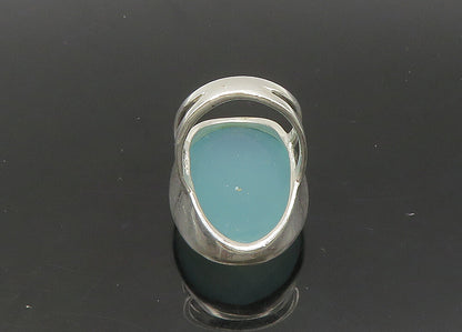 925 Sterling Silver  Vintage Faceted Chalcedony Cocktail Ring Sz 6.5  RG21866