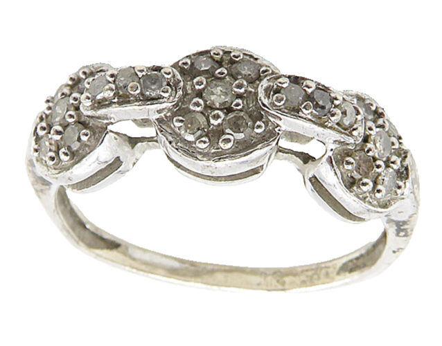 925 Sterling Silver  Vintage Shiny Genuine Diamonds Band Ring Sz 7.5  RG8840