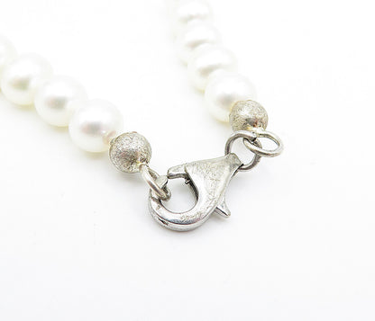 925 Sterling Silver  Vintage Petite Freshwater Pearls Beaded Necklace  NE1131