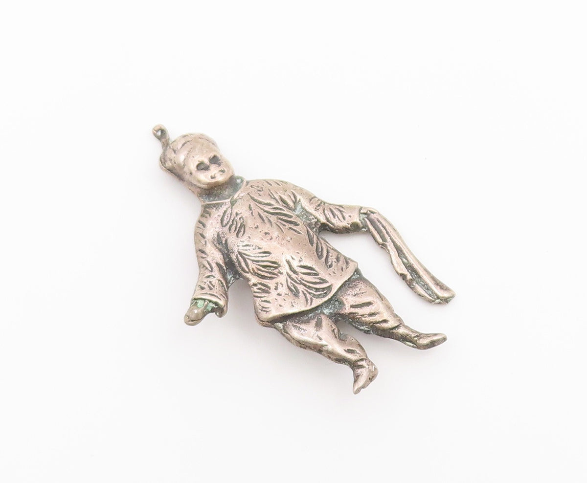 925 Sterling Silver Vintage Brooch Pin Man Holding Scarf Figural Cutout  BP12626