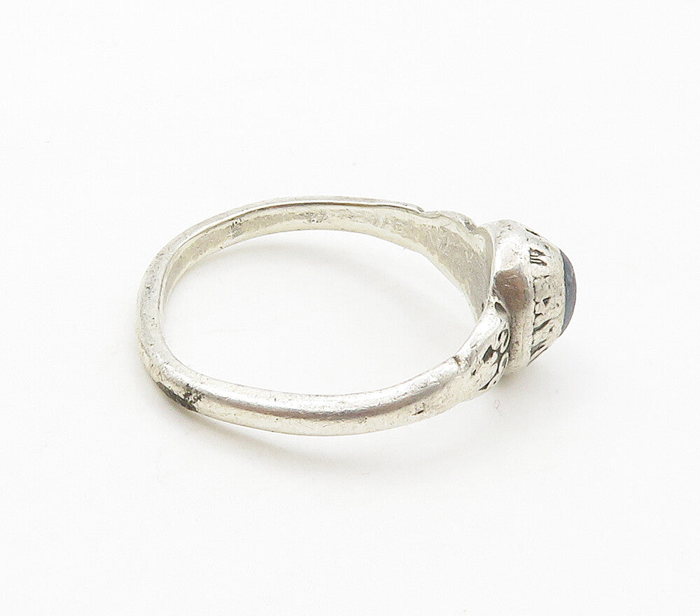JOSTENS 925 Sterling Silver  Vintage Blue Stone Swirl Band Ring Sz 7  RG15865