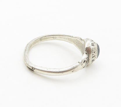 JOSTENS 925 Sterling Silver  Vintage Blue Stone Swirl Band Ring Sz 7  RG15865
