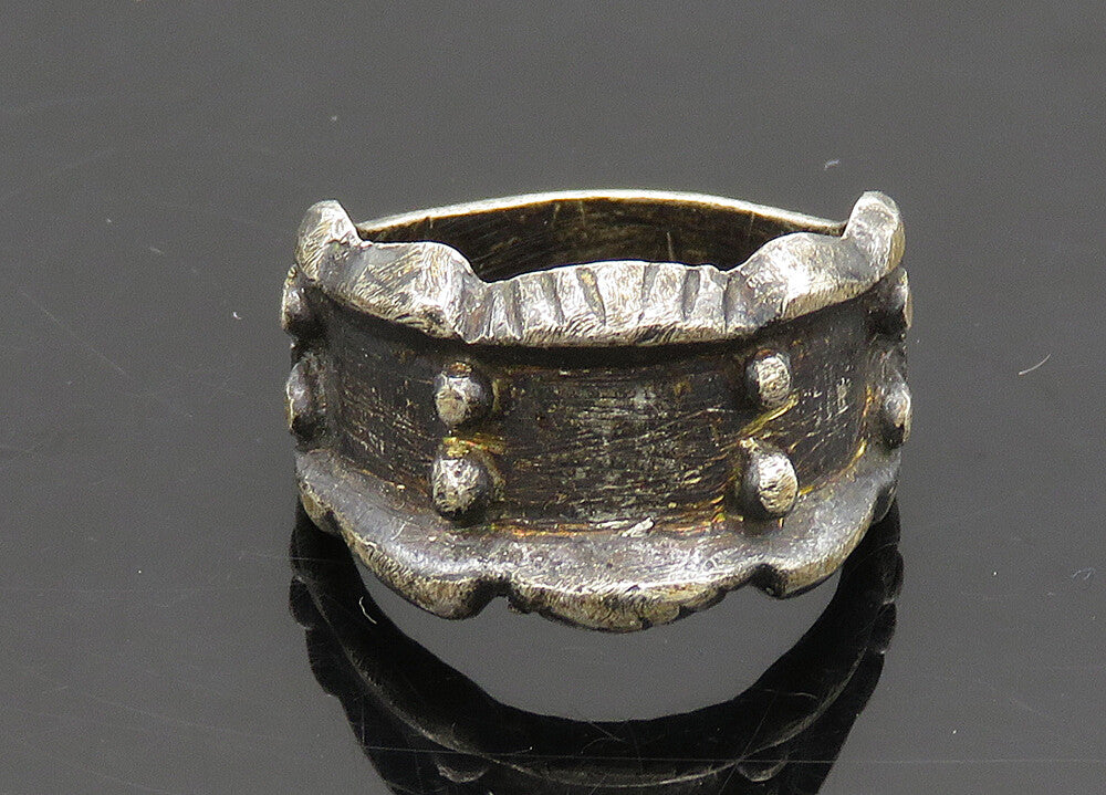 925 Silver  Vintage Antique Oxidized Etched Detail Band Ring Sz 6.5  RG20985