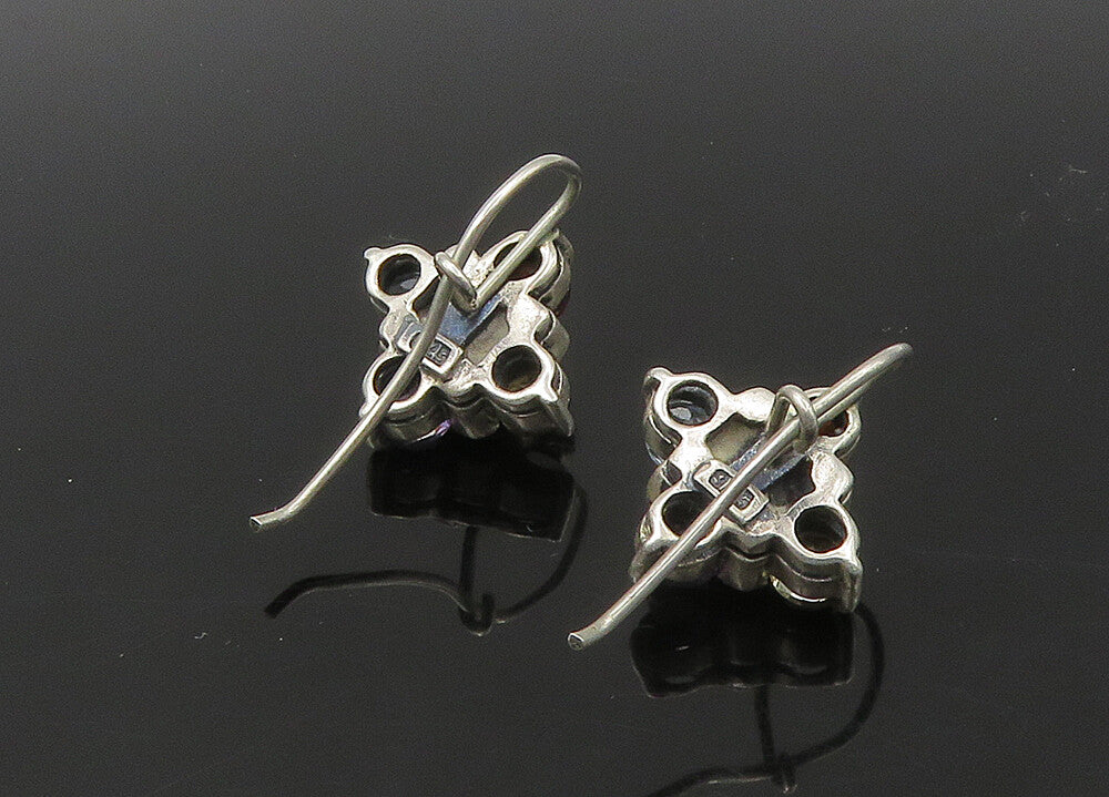 925 Sterling Silver Vintage Amethyst Citrine & Multi Stone Drop Earrings EG11142