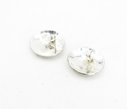 MEXICO 925 Sterling Silver  Vintage Shiny Wheel Button Drop Earrings  EG4092