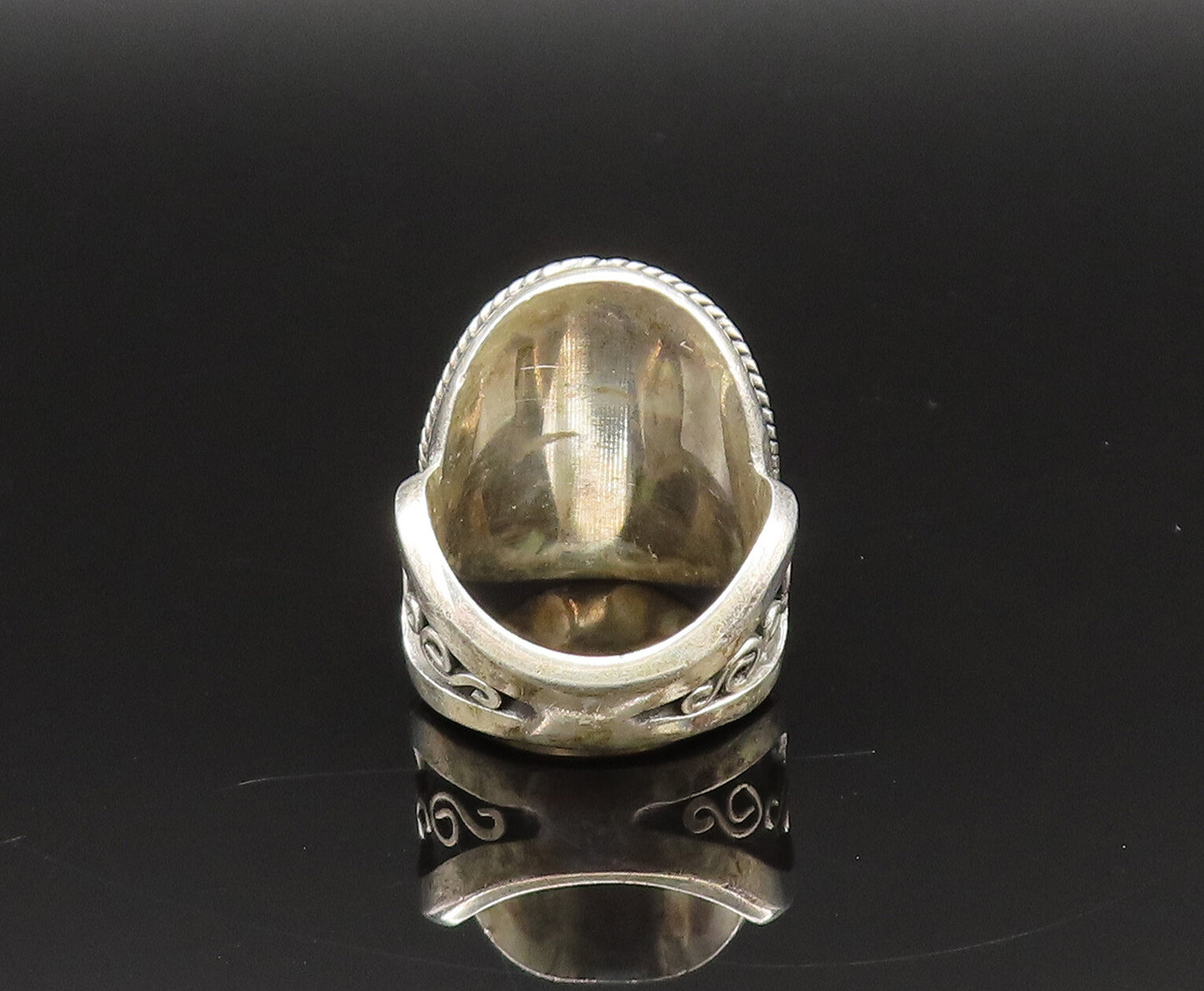 BALI 925 Silver  Vintage Braided & Rope Twist Larimar Ring Sz 7  RG25597