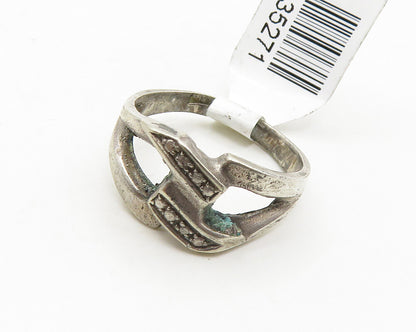 MIDDLE EAST 925 Silver  Vintage Antique Chain Link Band Ring Sz 6.5  RG19777