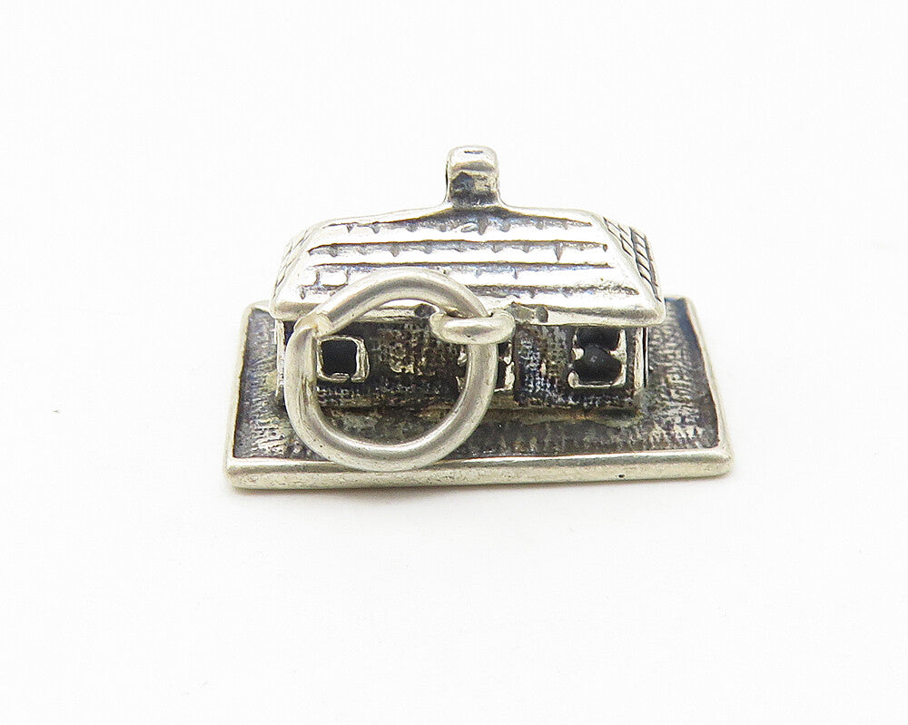 925 Sterling Silver  Vintage Petite Dark Tone House & Lawn Pendant  PT8731