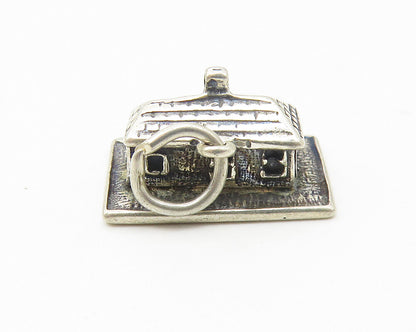 925 Sterling Silver  Vintage Petite Dark Tone House & Lawn Pendant  PT8731