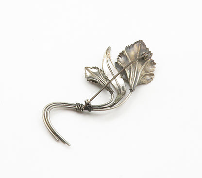 925 Sterling Silver  Vintage Dark Tone Tied Flowers Brooch Pin  BP6010