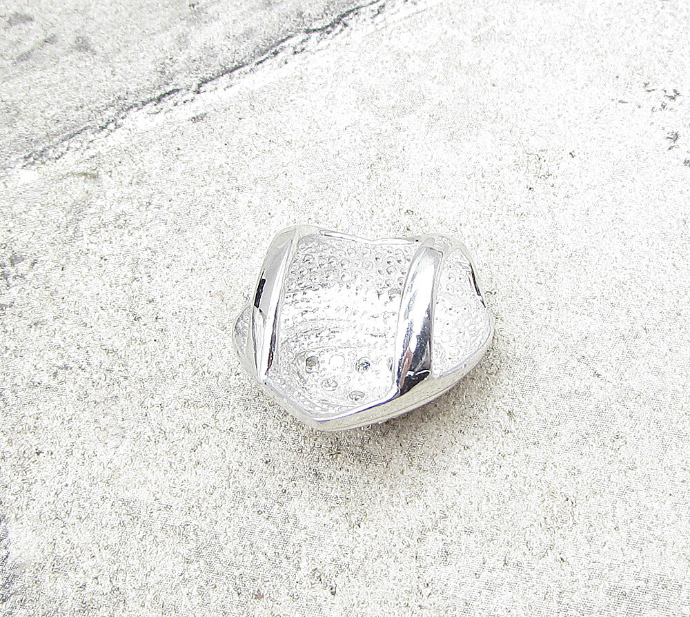 925 Sterling Silver  White Cubic Zirconia Love Heart Slider Pendant  PT1370
