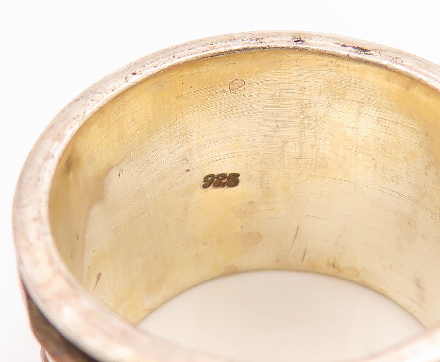 925 Sterling Silver Vintage Ring Multi Tone Wide Spinner Band  Sz 9  RG35711
