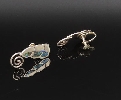 A. MUNOZ MEXICO 925 Silver  Vintage Abalone Spiral Screw Back Earrings EG12029
