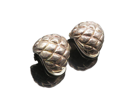 925 Sterling Silver  Vintage Etched Detail Curved Non Pierce Earrings  EG5015