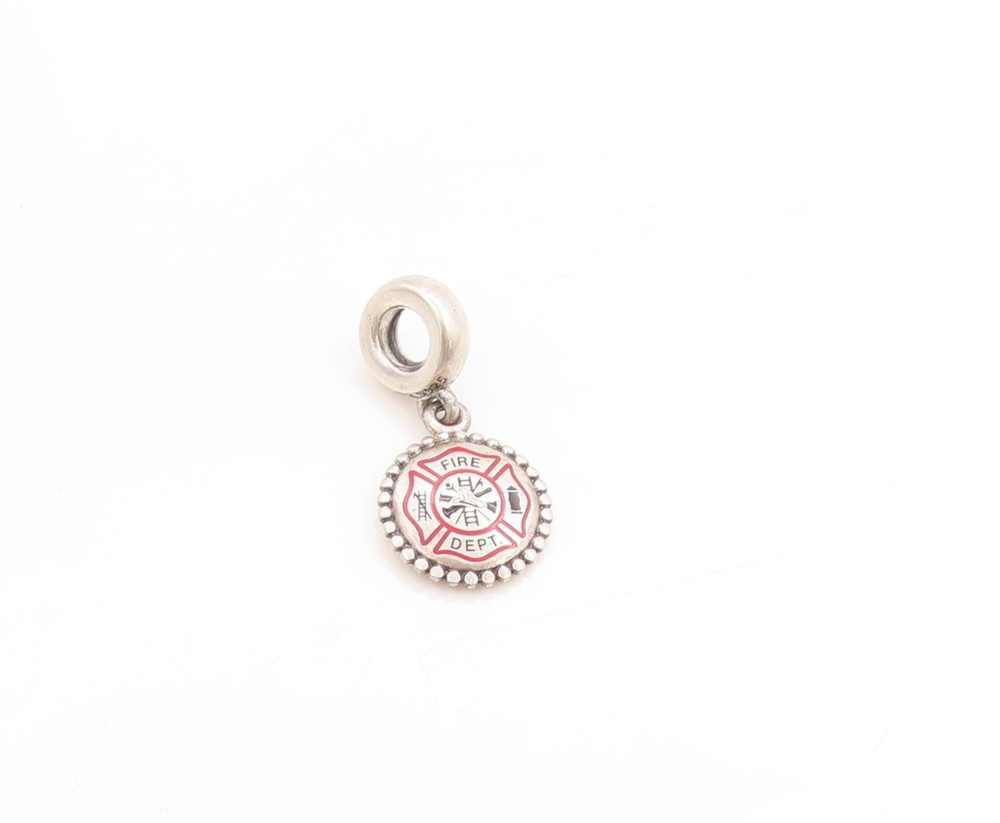 925 Sterling Silver Vintage Pendant PANDORA Firefighter Dangle Charm  PT25100