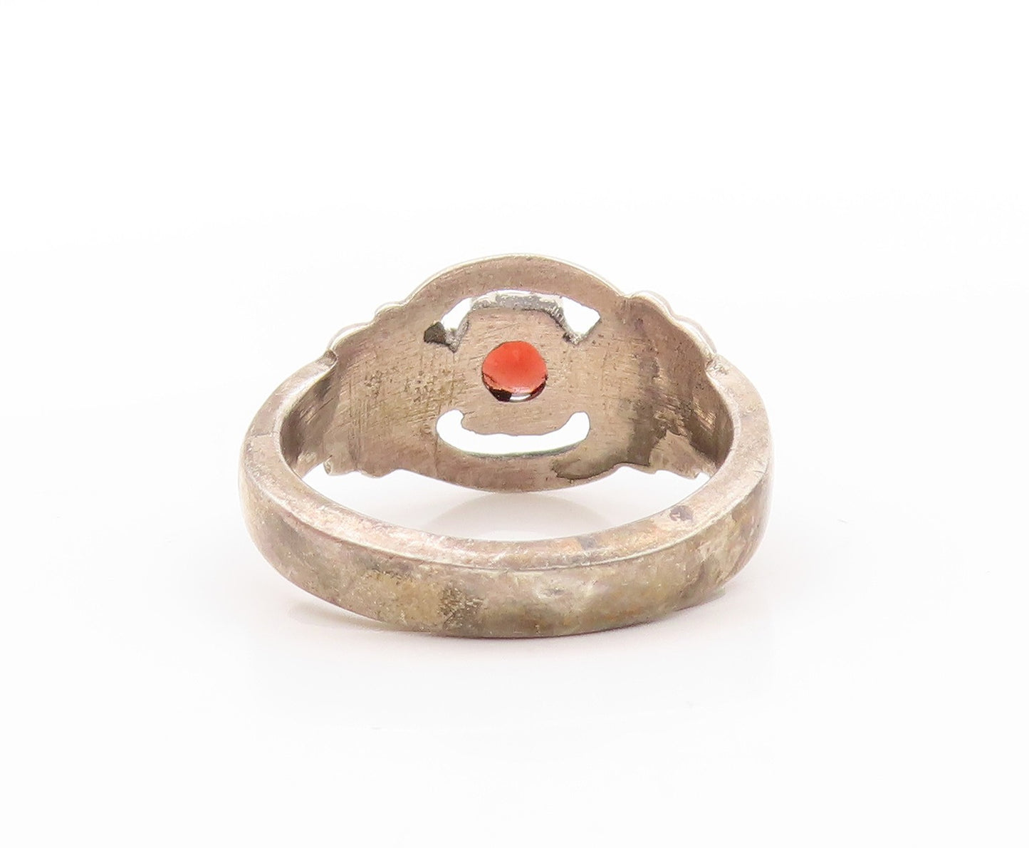 925 Sterling Silver Vintage Ring Round Garnet Cutout Ring & Arrow  Sz 8  RG32748