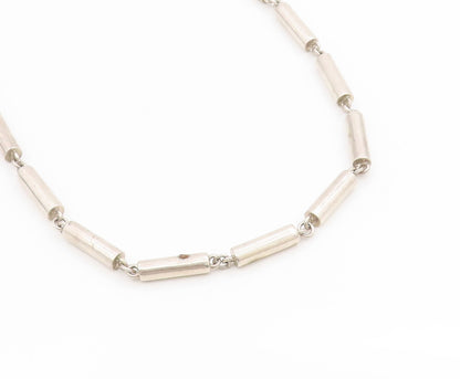 925 Sterling Silver Vintage Necklace Minimalist Geometric Cylinder Link   NE4725