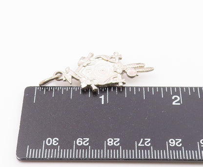 925 Sterling Silver  Vintage Shiny Cuckoo Clock Motif Pendant  PT17514