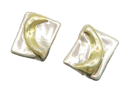 ISRAEL 925 Sterling Silver  Vintage Shiny Artistic Non Pierce Earrings  EG9121