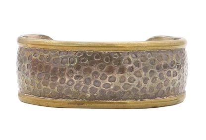LATON MEXICO 925 Silver  Vintage Two Tone Raised Edge Cuff Bracelet  BT2696
