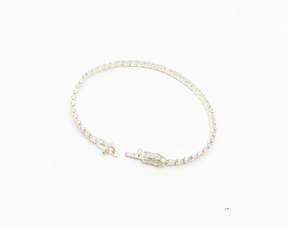 925 Sterling Silver  Shiny Round Cut Cubic Zirconia Tennis Bracelet  BT7371