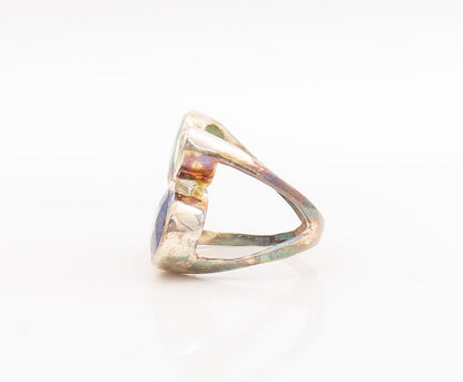 925 Sterling Silver Vintage Ring Multi Size Oval Gemstones  Sz 8  RG29195