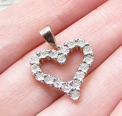 Rose Gold Over 925 Silver  .18ctw Genuine Diamonds Love Heart Pendant  PT1264