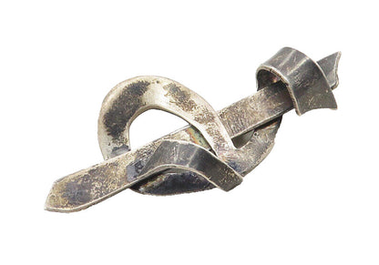 925 Sterling Silver  Vintage Dark Tone Swirl Ribbon Design Brooch Pin  BP3882