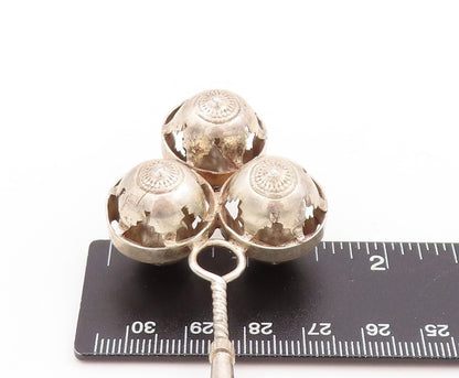 925 Sterling Silver Vintage Toy Solid Carved Rattling Baby Rattle  TR3813