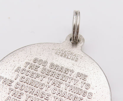 DANECRAFT 925 Silver  Vintage Praying hand Elevated Border Pendant  PT22070