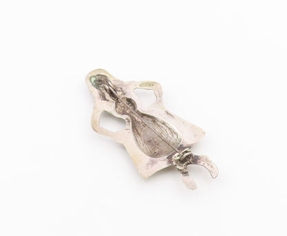 MEXICO 925 Sterling Silver  Vintage Antique Dancing Woman Brooch Pin  BP4117