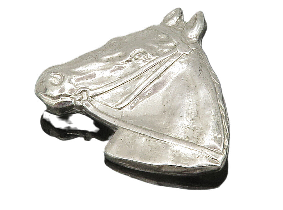 925 Sterling Silver  Vintage Shiny Horse's Head Animal Brooch Pin  BP5701