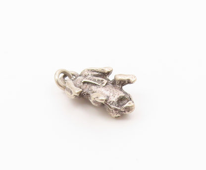 925 Sterling Silver  Vintage Petite Dark Tone Frog Motif Pendant  PT15897