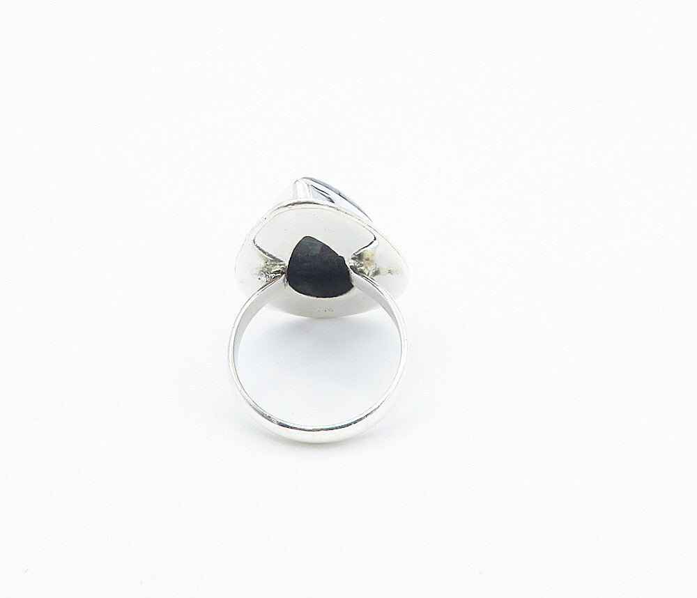 925 Sterling Silver  Cabochon Cut Jasper Shiny Cocktail Ring Sz 6.5  RG8517