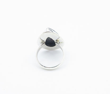 925 Sterling Silver  Cabochon Cut Jasper Shiny Cocktail Ring Sz 6.5  RG8517