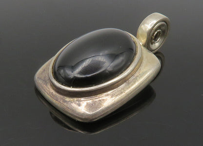 ESPO 925 Sterling Silver   Vintage Cabochon Cut Black Onyx Pendant  PT11546