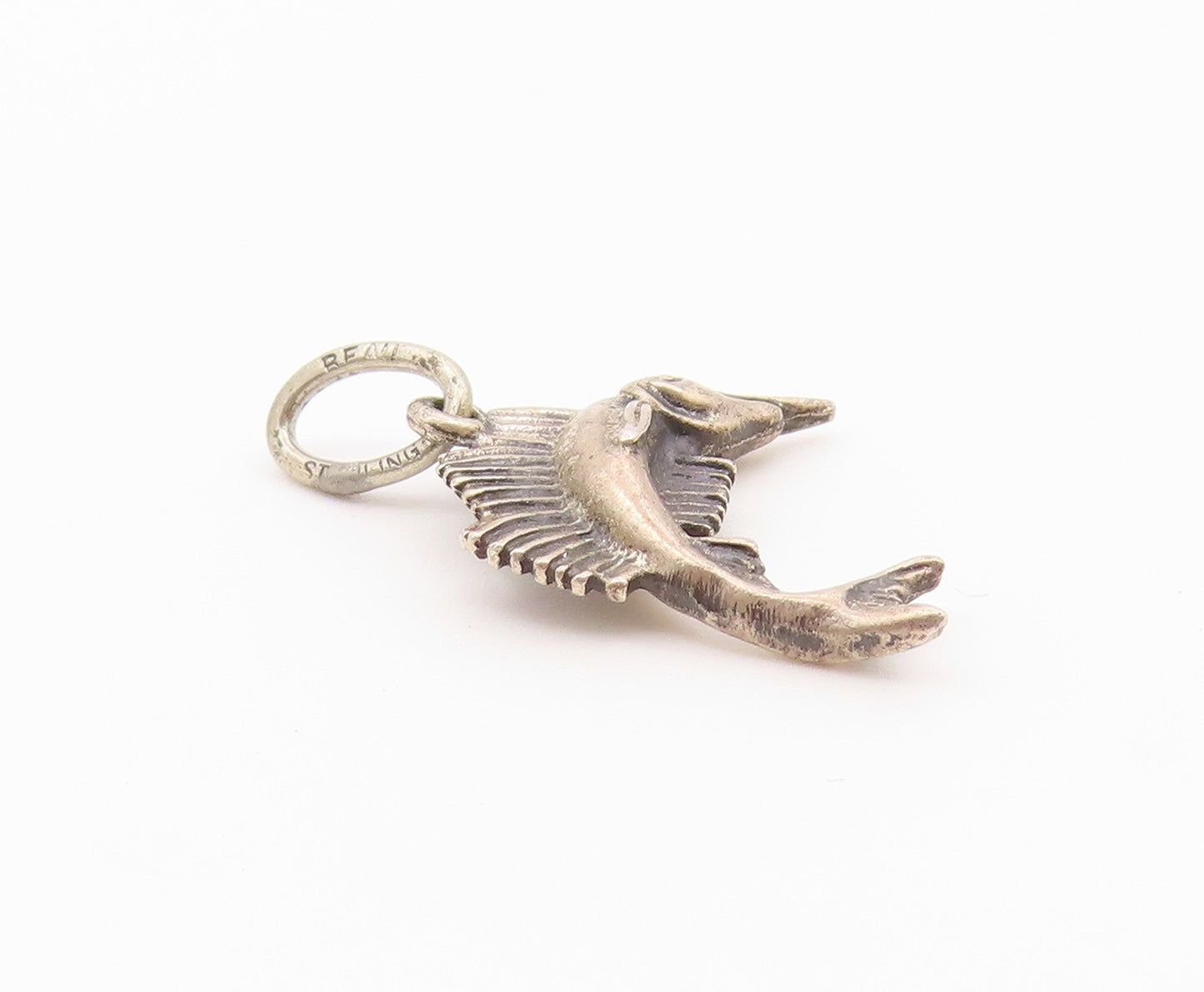925 Sterling Silver  Vintage Petite Swordfish Motif Drop Pendant  PT17872