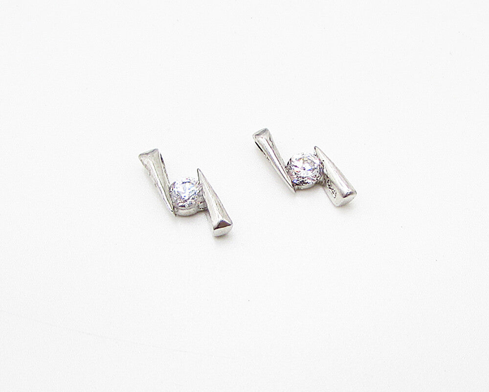 925 Sterling Silver  Lot of 2 White Cubic Zirconia Zig Zag Pendant  PT1942