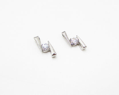 925 Sterling Silver  Lot of 2 White Cubic Zirconia Zig Zag Pendant  PT1942