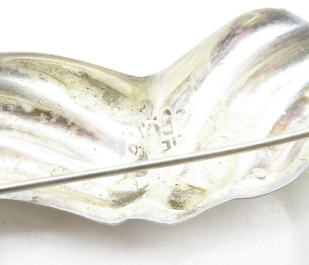 MEXICO 925 Sterling Silver  Vintage Open Fluted Love Heart Brooch Pin  BP1468
