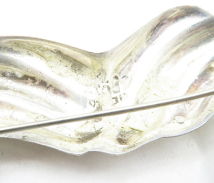 MEXICO 925 Sterling Silver  Vintage Open Fluted Love Heart Brooch Pin  BP1468