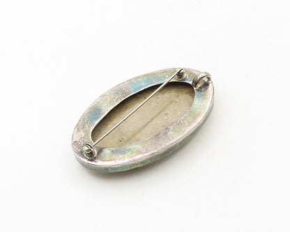 925 Sterling Silver Vintage Lizard Carved Jasper Oval Brooch Pin BP7571