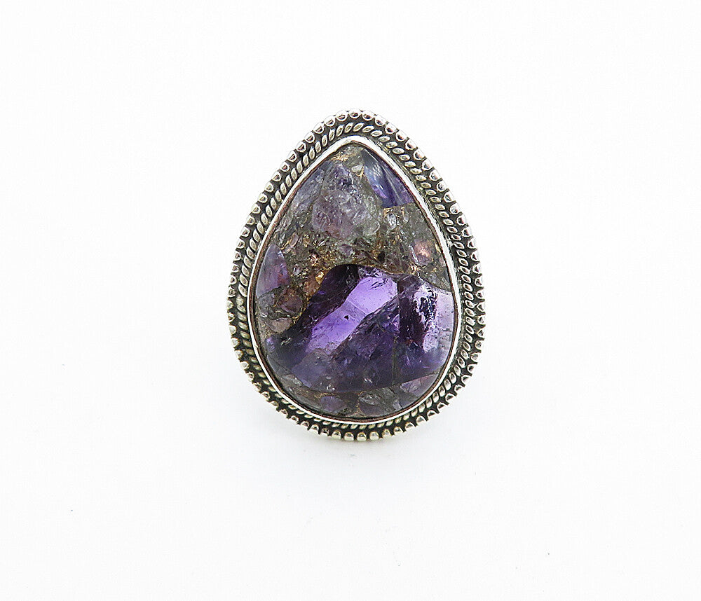 925 Sterling Silver  Cabochon Cut Jasper Tear Drop Cocktail Ring Sz 7  RG8050