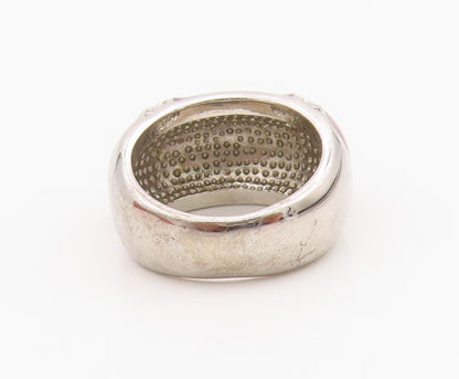 925 Sterling Silver Vintage Ring Classic Enameled CZ Dome Band  Sz 6  RG36268