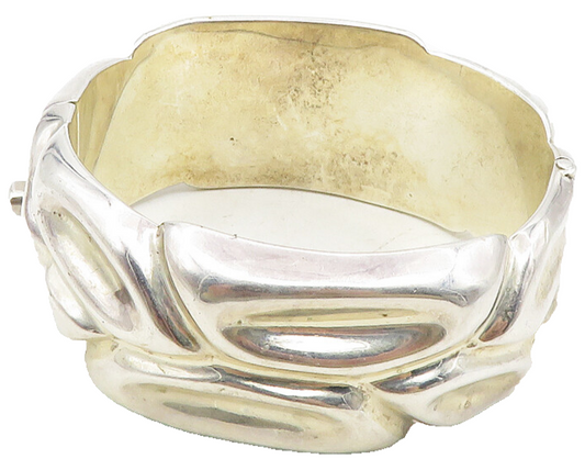 EESCORCIA MEXICO 925 Silver  Vintage Sculpted Hollow Bangle Bracelet  BT4319