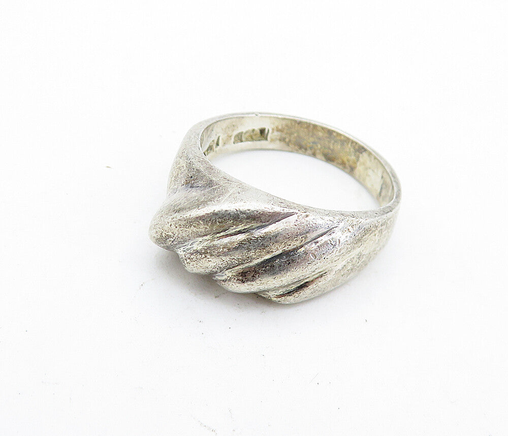 MEXICO 925 Silver  Vintage Dark Tone Fluted Dome Smooth Band Ring Sz 7  RG6976